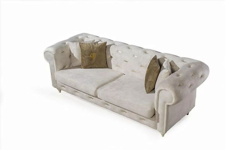 JVmoebel 2-Sitzer Weißer 2-Sitzer Designer Chesterfield Sofa Luxus Wohnzimm günstig online kaufen