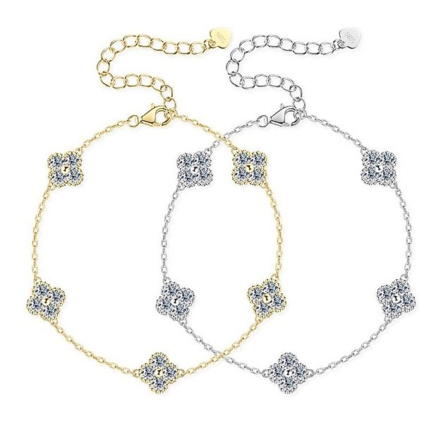 ROUGEMONT Silberarmband Set Funkelndes Moissanit Kleeblatt Glücksbringer Ar günstig online kaufen