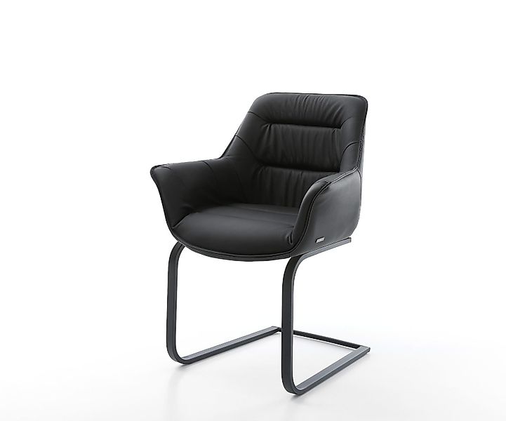 Freischwinger Kaira-Flex Echt-Leder Schwarz Freischwinger flach Schwarz günstig online kaufen