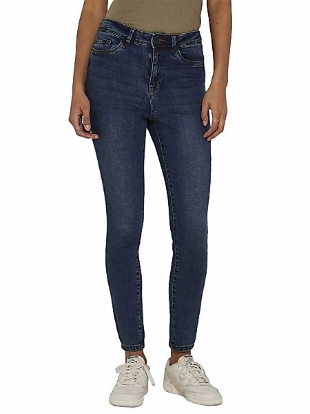 Noisy May Damen Jeans NMAGNES HW ANK JEANS VI124MB Skinny Fit Blau - Medium günstig online kaufen