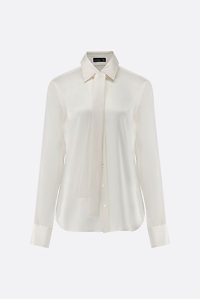 Taillierte Seidenbluse mit Organza Ärmeln günstig online kaufen