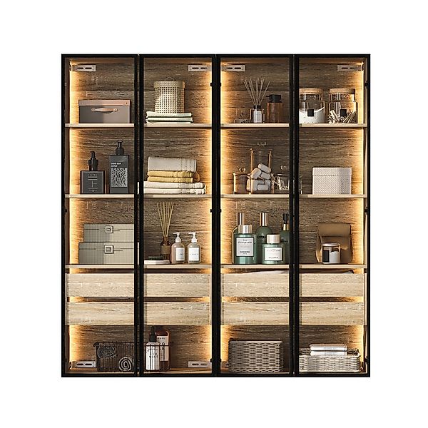 Merax Vitrine mit Glastüren (2-St) Badezimmerschrank günstig online kaufen