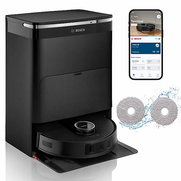 BOSCH Saugroboter "Spotless Max BCRDW3B, rotierende Wischpads, 70C Selbstre günstig online kaufen