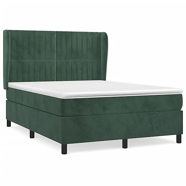 vidaXL Boxspringbett mit Matratze Dunkelgrün 140x190 cm Samt 3129330 günstig online kaufen