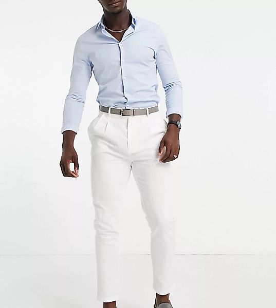Gianni Feraud Tall – Weiße Leinenhose mit Bundfalten günstig online kaufen