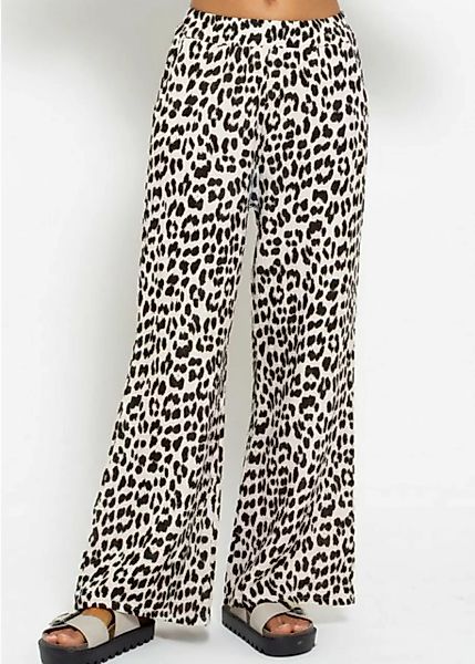 SASSYCLASSY Stoffhose Musselin Sommer Hose Damen Lang in Leoparden-Print Lo günstig online kaufen