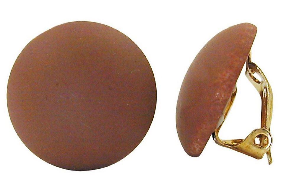 unbespielt Paar Ohrclips Modeschmuck Ohrringe Nougat-Braun matt Kunststoff günstig online kaufen