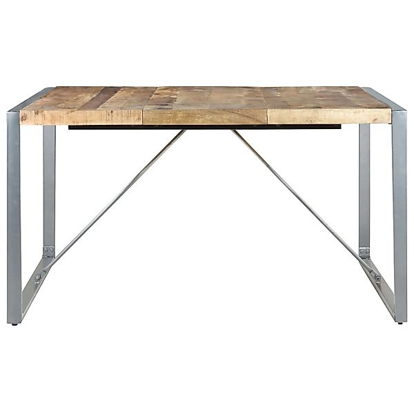 vidaXL Esstisch 140x140x75 cm Raues Mangoholz grauer Pulverbeschichtung günstig online kaufen