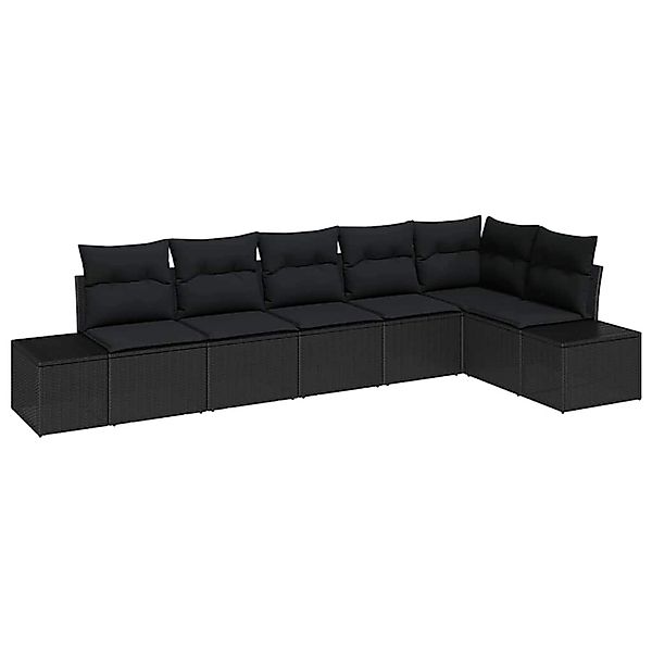 vidaXL 6-Teiliges Garten-Sofa-Set mit Kissen aus Schwarzem Poly Rattan 3347 günstig online kaufen