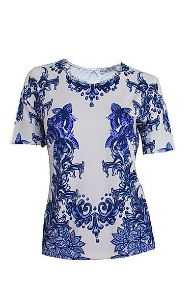 Passioni T-Shirt mit Blauem Dekorativem Blumenprint günstig online kaufen