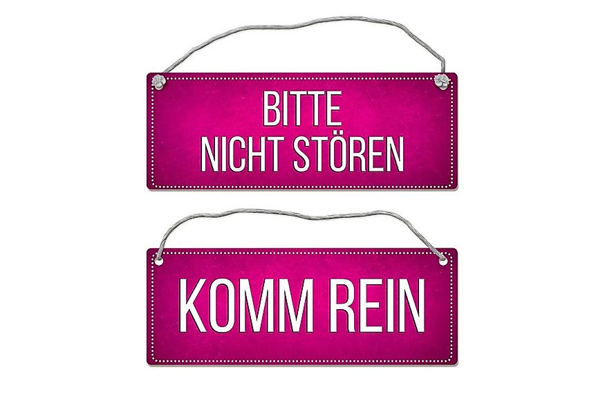 speecheese Metallschild Pinkes Bitte nicht stören Komm rein Wendeschild mit günstig online kaufen