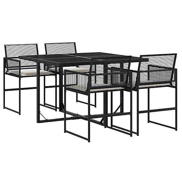 vidaXL 5-tlg Garten-Essgruppe mit Kissen Schwarz Poly Rattan Modell 213 günstig online kaufen