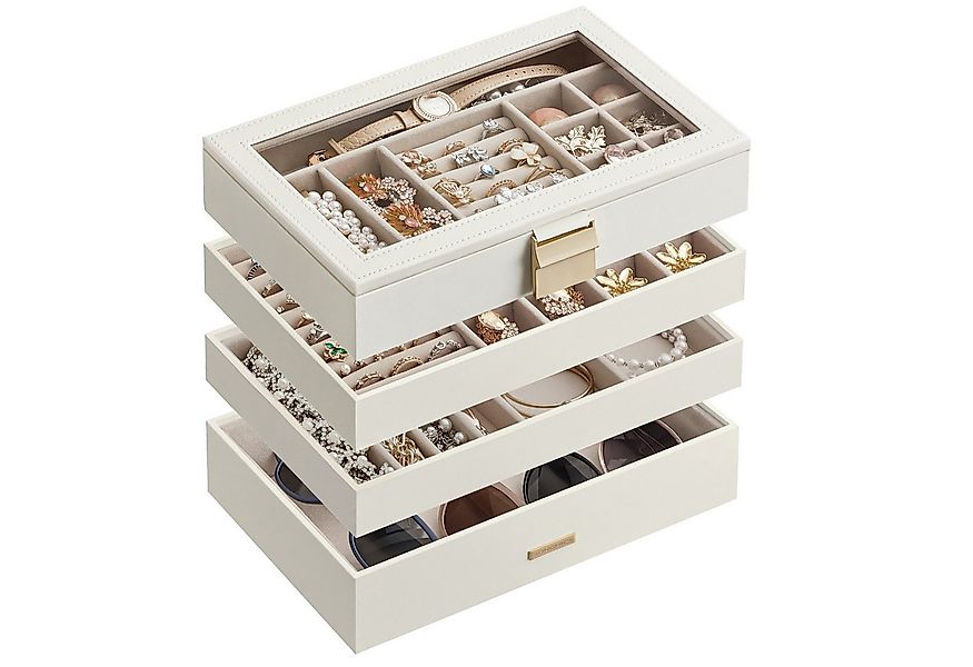SONGMICS Schmuckkasten Schmuckbox Schmucktablett Schmuckeinsatz, 4 Ebenen s günstig online kaufen