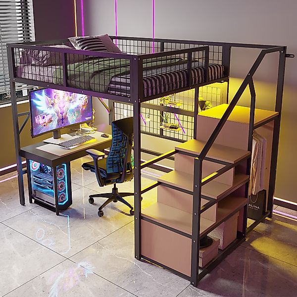 Ulife Hochbett Eisenbett Kinderbett Jugendbett mit günstig online kaufen