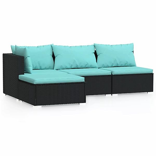 Vidaxl 4-tlg. Garten-lounge-set Mit Auflagen Schwarz Poly Rattan günstig online kaufen