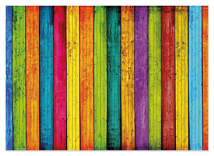 Wallario Schaum-Badematte Buntes Holz - bunte Streifen mit Farbe und Holzst günstig online kaufen