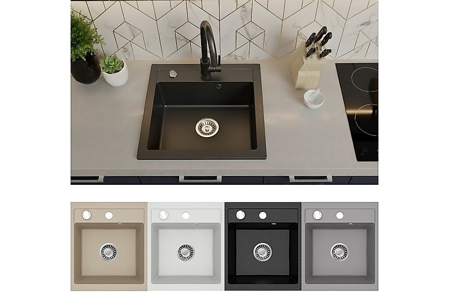 Faizee Möbel Granitspüle Granitspüle Küchenspüle inkl. Siphon & Armatur Ein günstig online kaufen