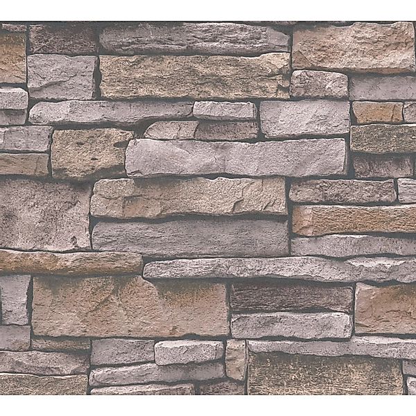 A.S. Création Vliestapete Steinmauer in Schieferoptik Braun 10,05 m x 0,53 günstig online kaufen