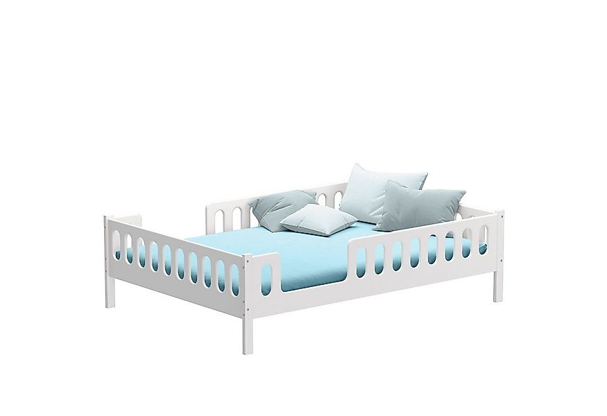CADANI Kinderbett LARS 200x90 cm - Weiß (abnehmbarer Rausfallschutz), integ günstig online kaufen