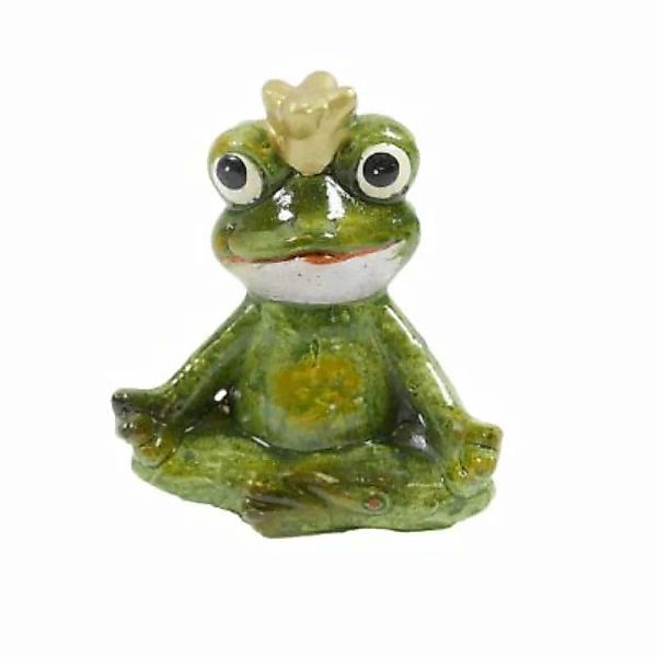 B & S Dekofigur Frosch grün sitzend mit Goldkrone Keramik H 8.3 cm mehrfarb günstig online kaufen