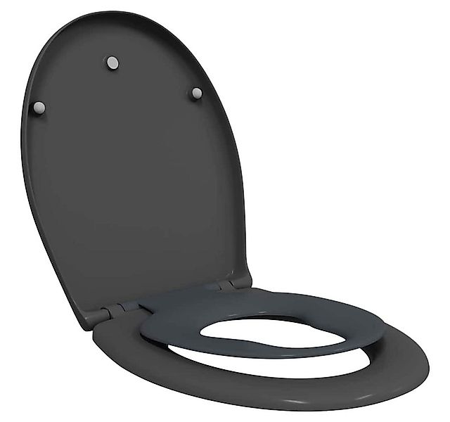 vidaXL WC-Sitz Schnellverschluss-WC-Sitz Anthrazit 44.5 x 37.3 x 4.3 cm (1- günstig online kaufen