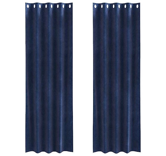 vidaXL Vorhang Verdunkelungsvorhänge 2 pcs Dunkelblau 140 x 225 cm Samt (2 günstig online kaufen
