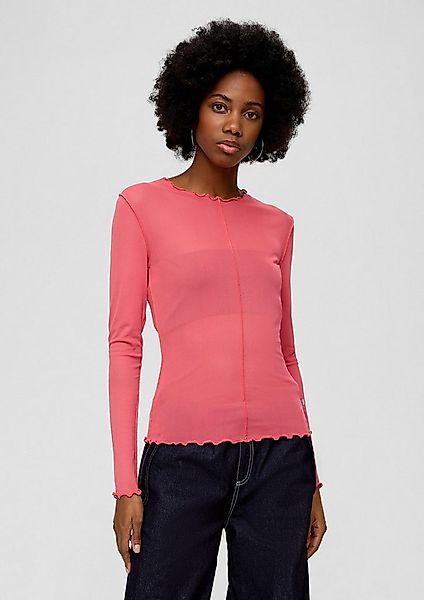 QS Langarmshirt T-Shirt Mesh-Longsleeve mit Bogenkante günstig online kaufen