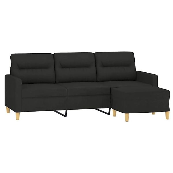 vidaXL 3-Sitzer-Sofa mit Hocker Schwarz 180 cm Stoff 3201077 günstig online kaufen