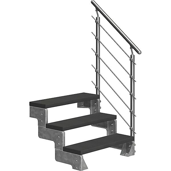 Dolle Außentreppe Gardentop 3 TRIMAX-Stufen 80 cm Anthrazit + Geländer günstig online kaufen