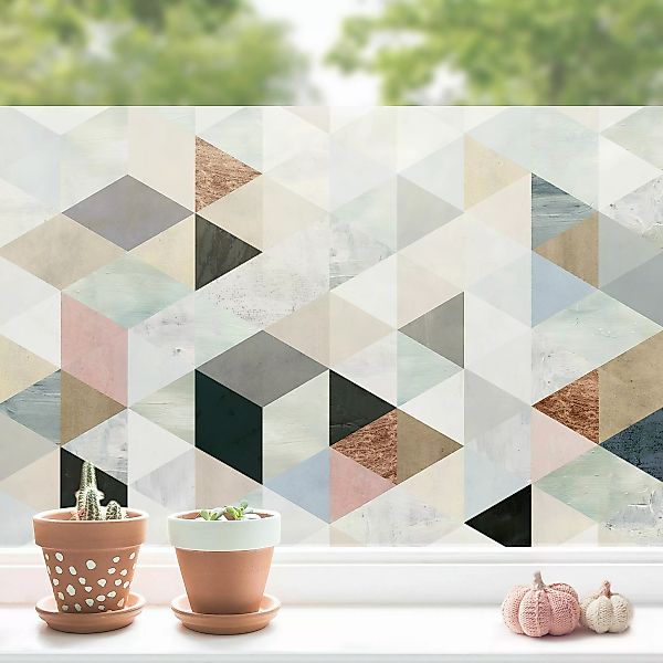 Fensterfolie Aquarell-Mosaik mit Dreiecken I günstig online kaufen