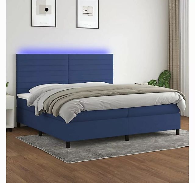 vidaXL Boxspringbett Boxspringbett mit Matratze LED Blau 200x200 cm Stoff B günstig online kaufen