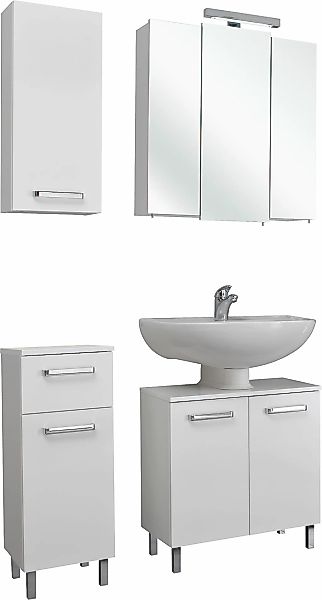 Saphir Badmöbel-Set "Quickset 4-teilig, Waschbeckenunterschrank mit LED-Spi günstig online kaufen
