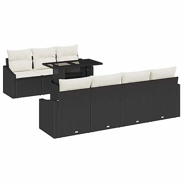 vidaXL Gartensofa-set mit Kissen 8-Tlg Schwarz und Creme Poly-Rattan 334894 günstig online kaufen