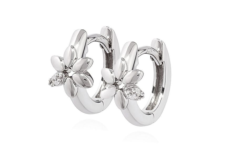 NKlaus Klappcreolen Paar Blumen Klappcreolen 925 Silber hochglanz Zirkonia günstig online kaufen