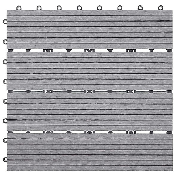 MCW WPC Bodenfliese Sarthe Holzoptik Balkon/Terrasse 11x Je 30x30cm - 1qm B günstig online kaufen