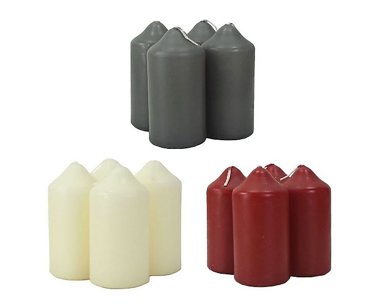 KCB Stumpenkerze Kerzenset 4er ca. 4,5 x 9 cm Rot, Grau oder Weiß Stumpenke günstig online kaufen