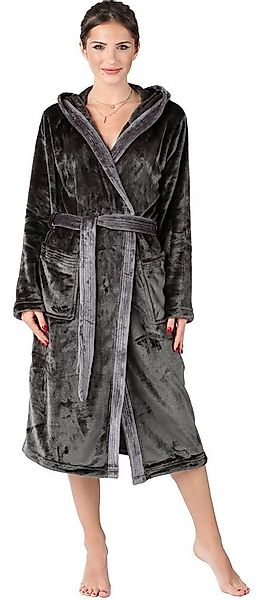 Bellivalini Bademantel Damen Bademantel lang mit Kapuze und Gürtel BLV50-16 günstig online kaufen