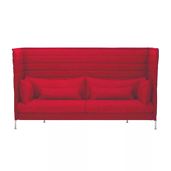 Vitra - Alcove Highback 3-Sitzer Sofa - rot/Stoff Laser 01/Gestell Chrom/in günstig online kaufen