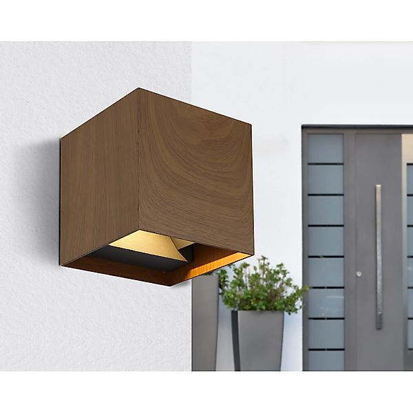 Globo LED-Außenleuchte Veronika 1-flammig Holzoptik Dunkel 100 x 100 mm günstig online kaufen