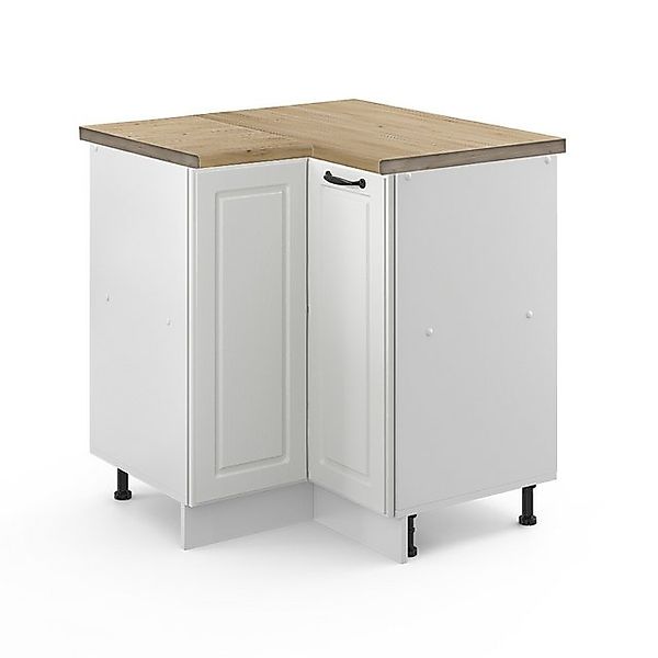 Vicco Eckunterschrank R-Line Weiß Landhaus/Weiß 76 cm AP Anthrazit günstig online kaufen