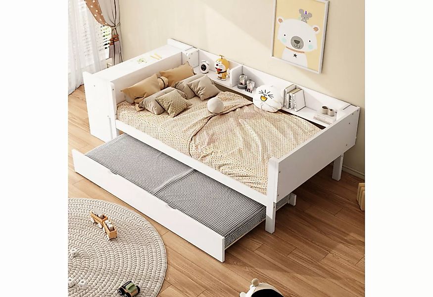 HAUSS SPLOE Kinderbett 90x200cm mit ausziehbarem Bett, Schreibtisch, drei R günstig online kaufen
