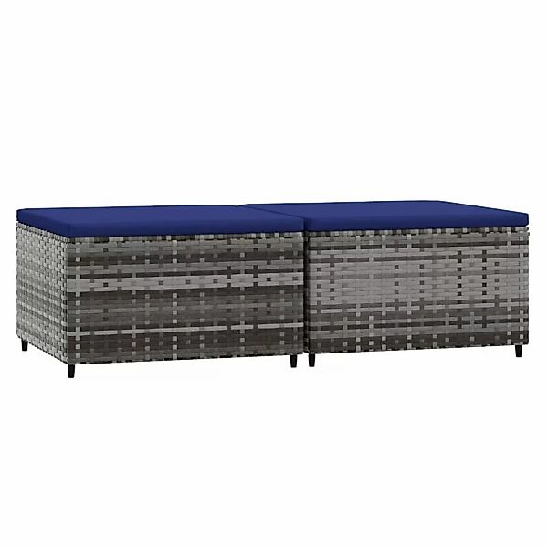 VidaXL Gartenhocker mit Kissen 2 Stk. Grau Poly Rattan 2 günstig online kaufen