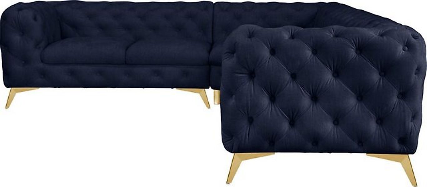 Leonique Chesterfield-Sofa "Ecksofa GLYNIS L-Form mit Wellenunterfederung, günstig online kaufen
