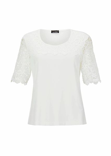 GOLDNER Langarm-Poloshirt "Viskose-Blusenshirt mit Spitze" günstig online kaufen