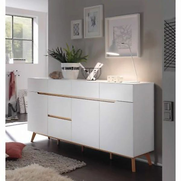 Lomadox Sideboard weiß CERVERA-05 skandinavisches Design in weiß matt lacki günstig online kaufen