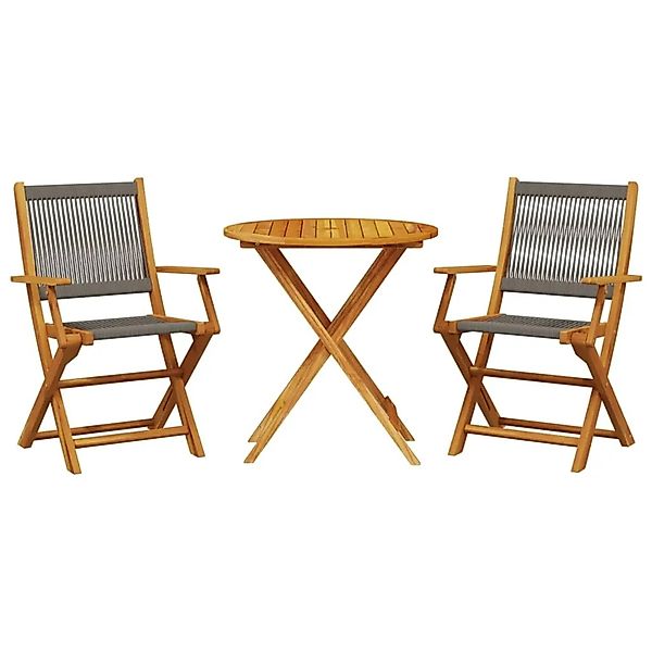 vidaXL 3-tlg Bistro-Set Grau Polypropylen und Massivholz Modell 5 günstig online kaufen