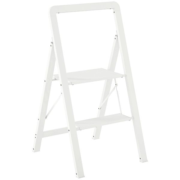 HOMCOM Trittleiter Aluminium 49,5L x 41,5B x 82,6H cm Weiß günstig online kaufen