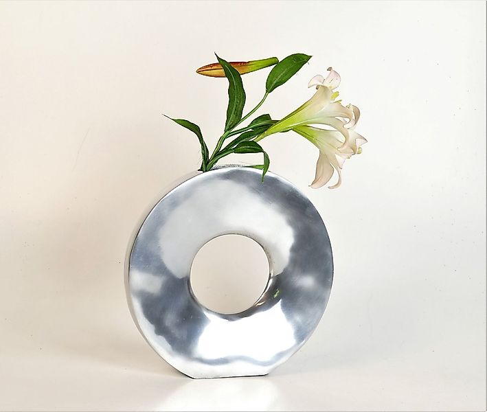 ARTRA Tischvase Aluminum Vase "Rund" (Größe: M) - Dekovase silber Tischvase günstig online kaufen