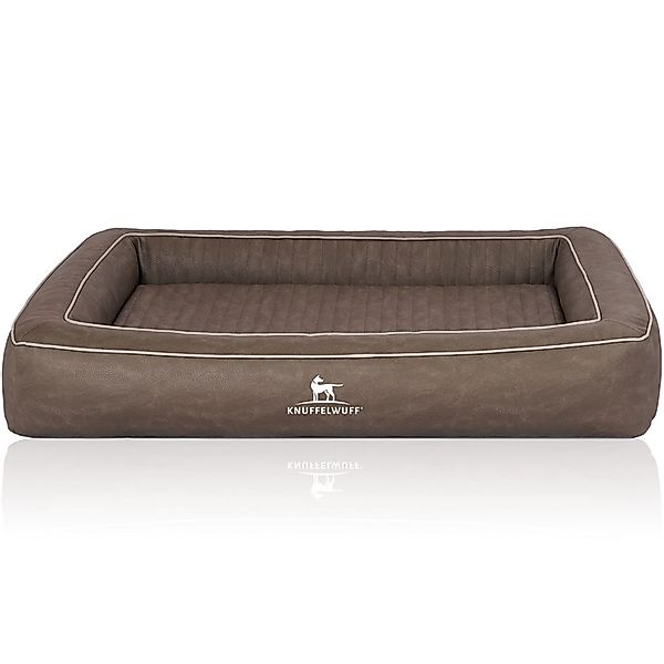 Knuffelwuff Hundebett Montego Orthopädisch Kunstleder 120 x 100cm Braungrau günstig online kaufen