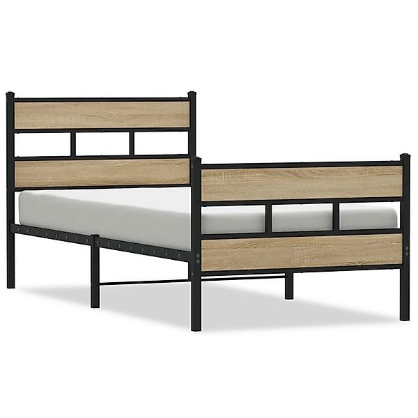 vidaXL Bett, Metallbett ohne Matratze Sonoma-Eiche 100x200 cm günstig online kaufen